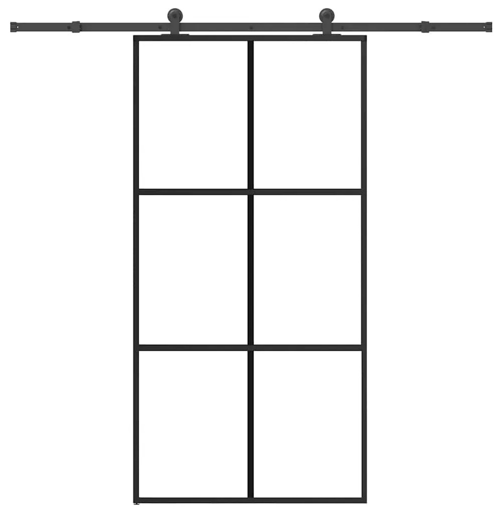 vidaXL Συρόμενη πόρτα με σετ υλικού 102x205 cm ESG Γυαλί&Αλουμίνιο