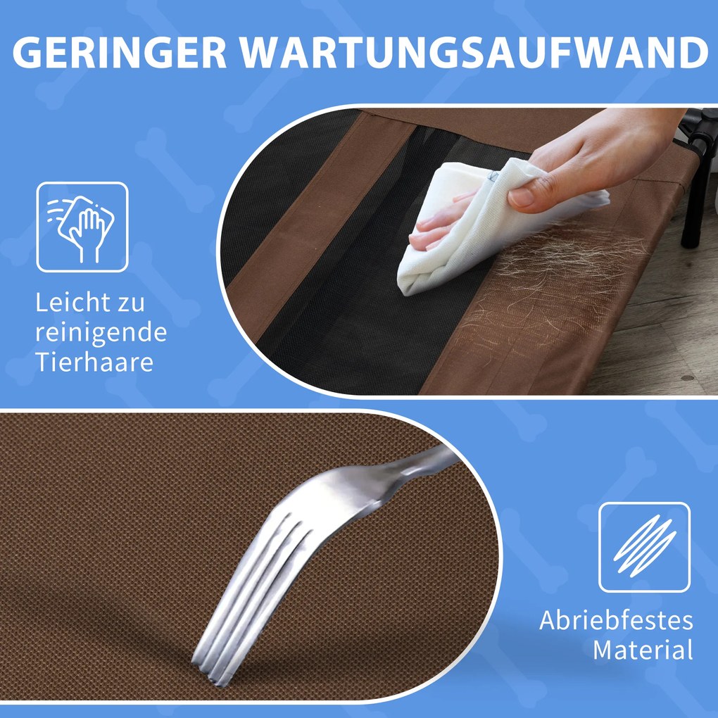 PawHut Κρεβάτι Σκύλου, Αναδιπλούμενο, Κρεβάτι Σκύλου Εξωτερικού Χώρου, Υψωμένη Βάση, 122 cm x 92 cm x 23 cm, Καφέ Καφέ + Μαύρο