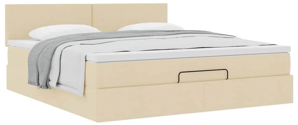 vidaXL Οθωμανικό κρεβάτι με στρώμα Cream 180x200cm ύφασμα