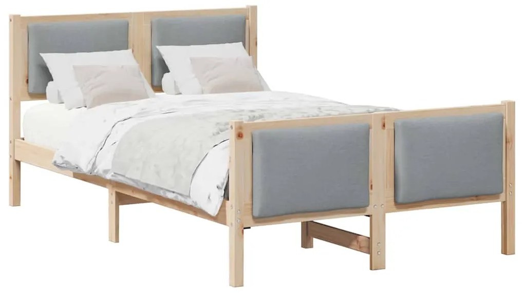 vidaXL Σκελετός Κρεβατιού με κεφαλάρι Ανοιχτό γκρι 120 x 200 cm ύφασμα