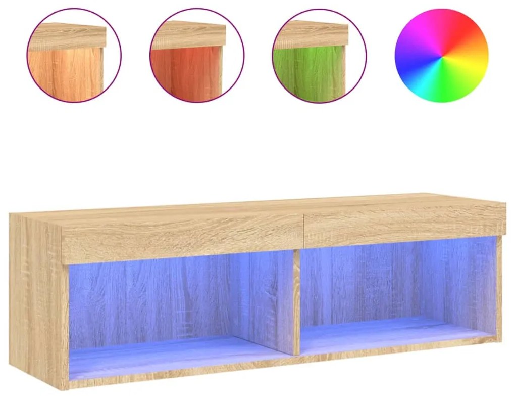 vidaXL Έπιπλο Τηλεόρασης με LED Sonoma Δρυς 240 x 35 x 40 εκ.