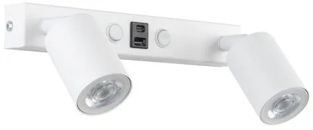 Απλίκα Φωτιστικό Τοίχου 2xGU10 Σποτ Reading Light USB Top TK Lighting-10276-Λευκό 10276