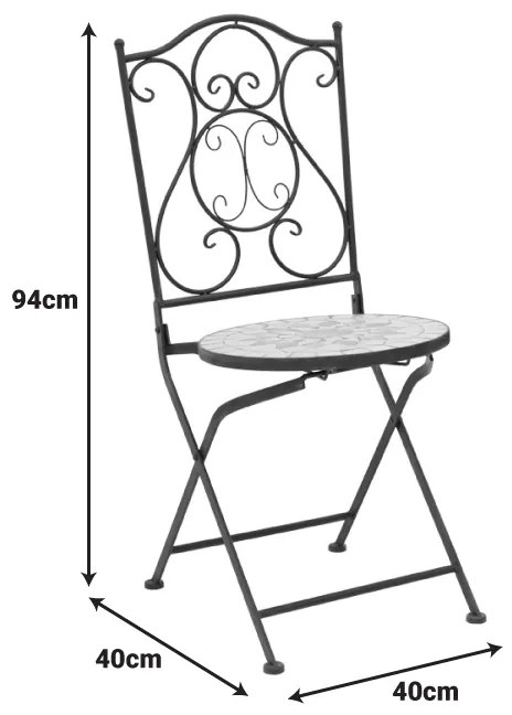 Τραπεζαρία Sellis pakoworld σετ 3τεμ μωσαικό-μέταλλο μαύρο