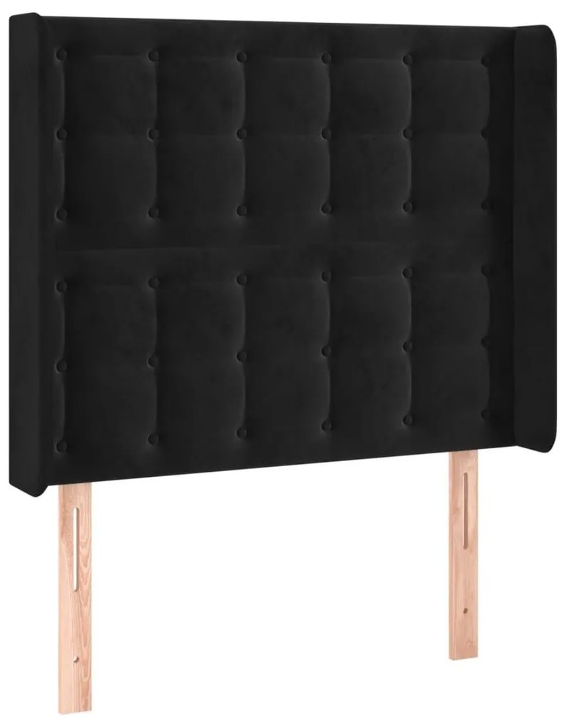 Κεφαλάρι Κρεβατιού LED Μαύρο 103x16x118/128 εκ. Βελούδινο - Μαύρο