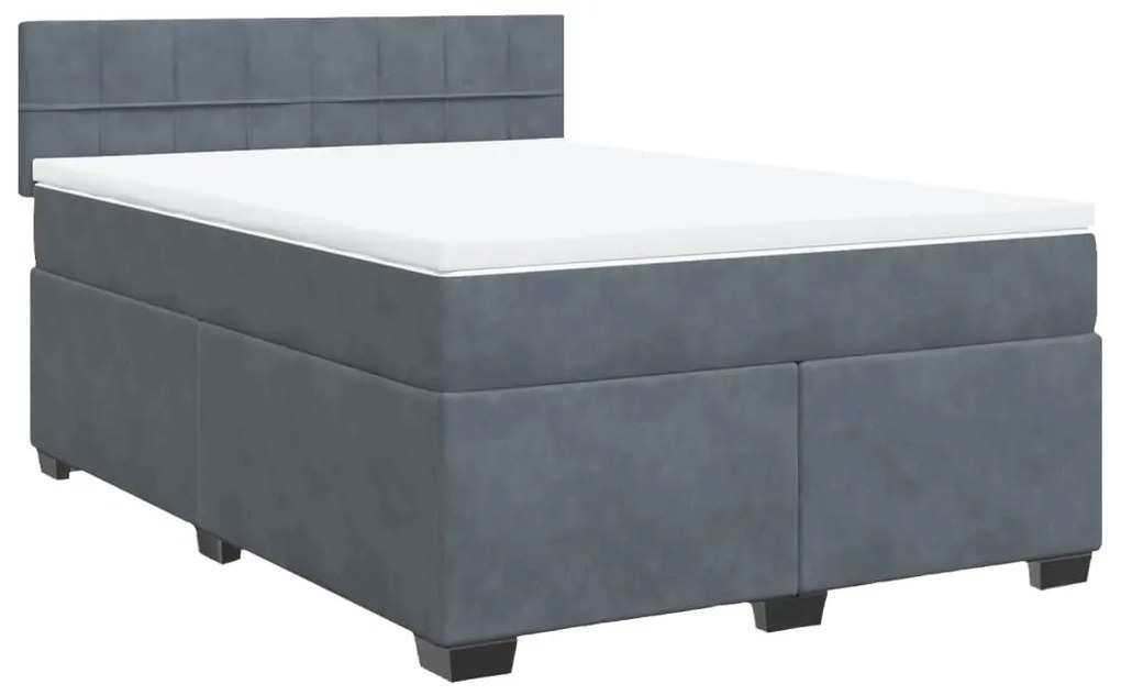 vidaXL Κρεβάτι Boxspring με Στρώμα Σκούρο Γκρι 140x190 εκ. Βελούδινο