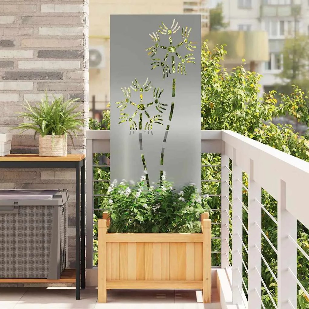 vidaXL Οθόνη Ιδιωτικότητας Κήπου Μαιανδρικό σχέδιο Ασημί 50 x 140 εκ