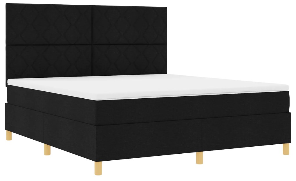 vidaXL Κρεβάτι Box Spring με Στρώμα & LED Μαύρο 180x200 εκ. Ύφασμα