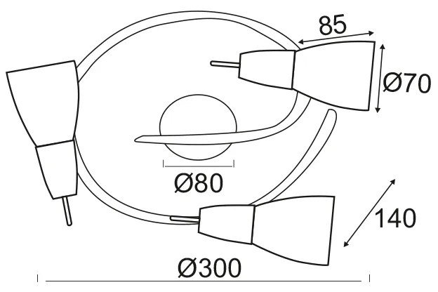 ΣΠΟΤ ΙΙI ΓΥΑΛΙ ΜΠΡΟΝΖΕ 3Χ40W E14 KAMET - MC542GAB3E - 21W - 50W - MC542GAB3E