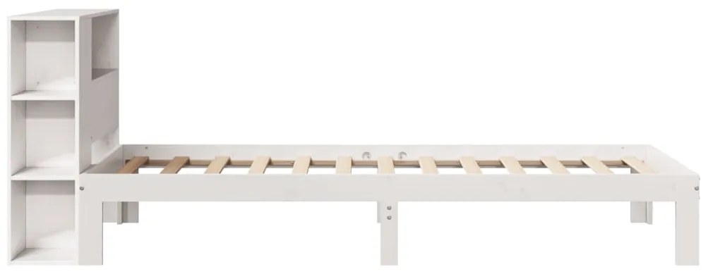 vidaXL Κρεβάτι Βιβλιοθήκη Χωρίς Στρώμα Λευκό 75x190 εκ Μασίφ Πεύκο