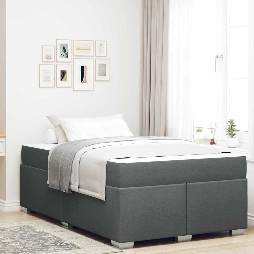vidaXL Σκελετός Κρεβατιού Σκούρο γκρι 120 x 200 cm ύφασμα