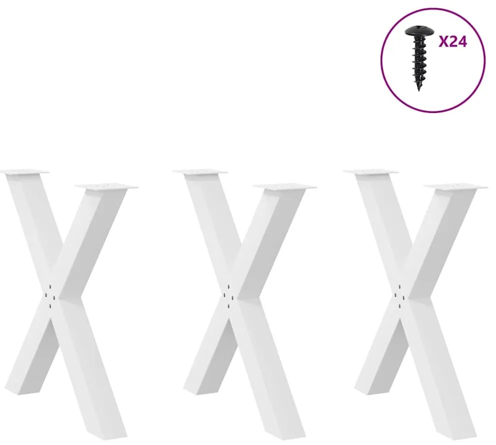 vidaXL Πόδια Τραπεζαρίας σε Σχήμα Χ 3 τεμ. Λευκά 70x(72-73) εκ. Ατσάλι
