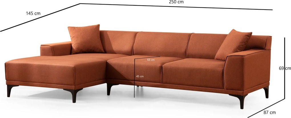 Corner Sofa Petra L Corner - Orange Orange