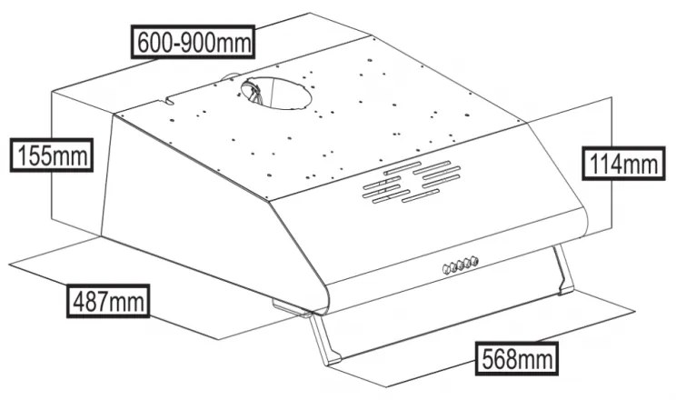 Απορροφητήρας Tesla DB600SX, 110 W, 1 μοτέρ, 3 επίπεδα ταχύτητας, 2 φίλτρα αλουμινίου, 280 m3/h, Inox