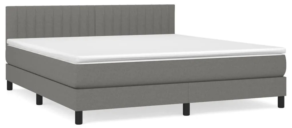 Κρεβάτι Boxspring με Στρώμα Σκούρο Γκρι 180x200 εκ Υφασμάτιν - Γκρι