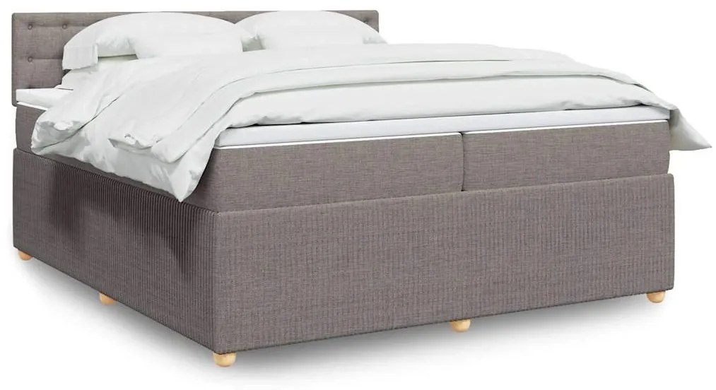 Κρεβάτι Boxspring με Στρώμα Taupe 200x200 εκ. Υφασμάτινο