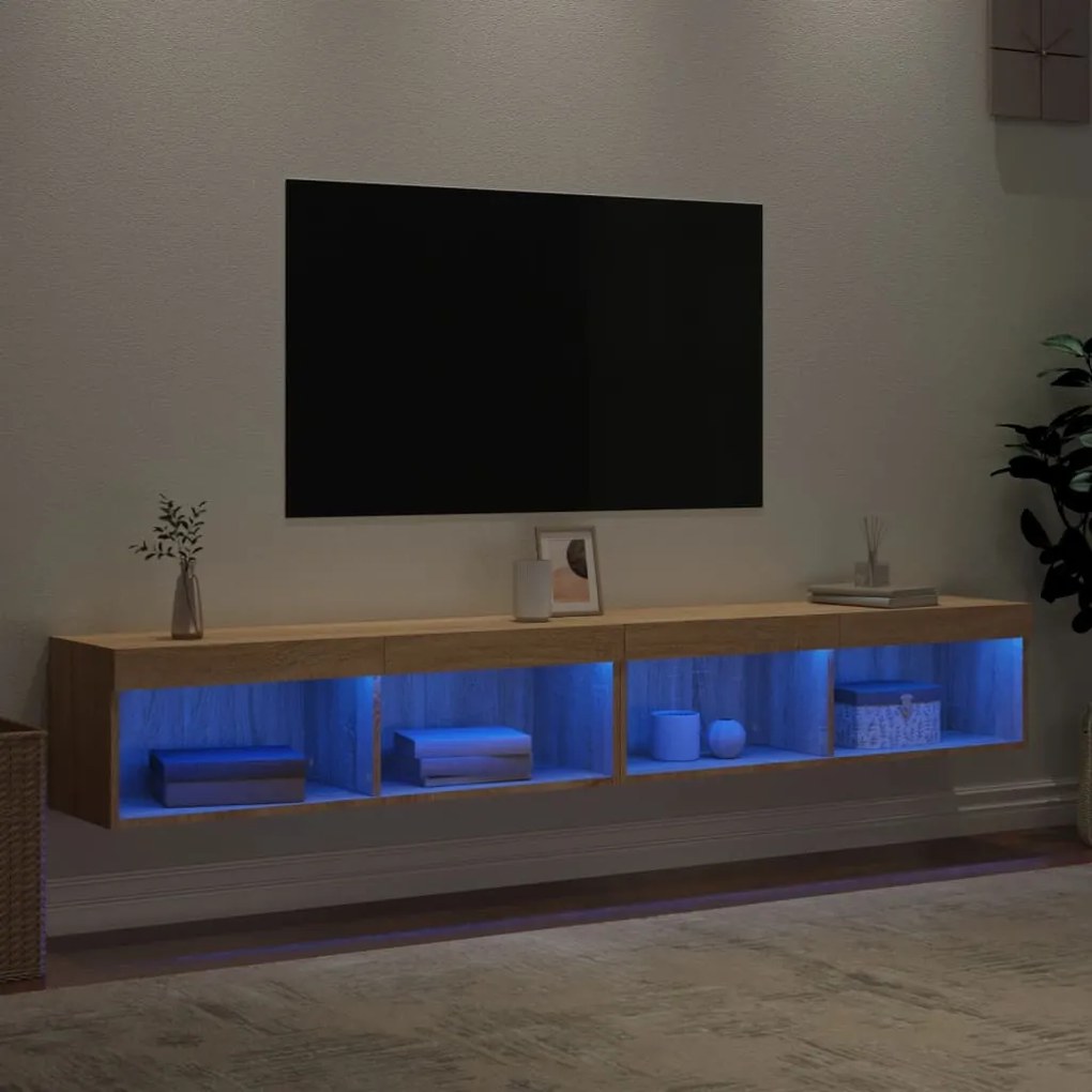 vidaXL Έπιπλα Τηλεόρασης με LED 2 τεμ. Sonoma Δρυς 100 x 30 x 30 εκ.