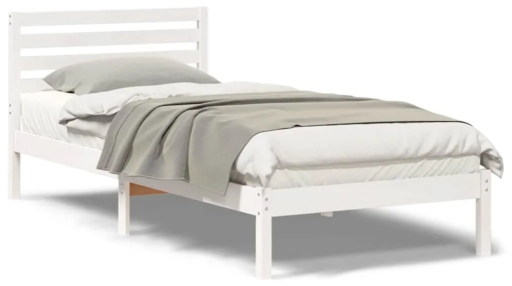 vidaXL Σκελετός Κρεβατιού Λευκό 90 x 210 cm Μασίφ ξύλο πεύκου