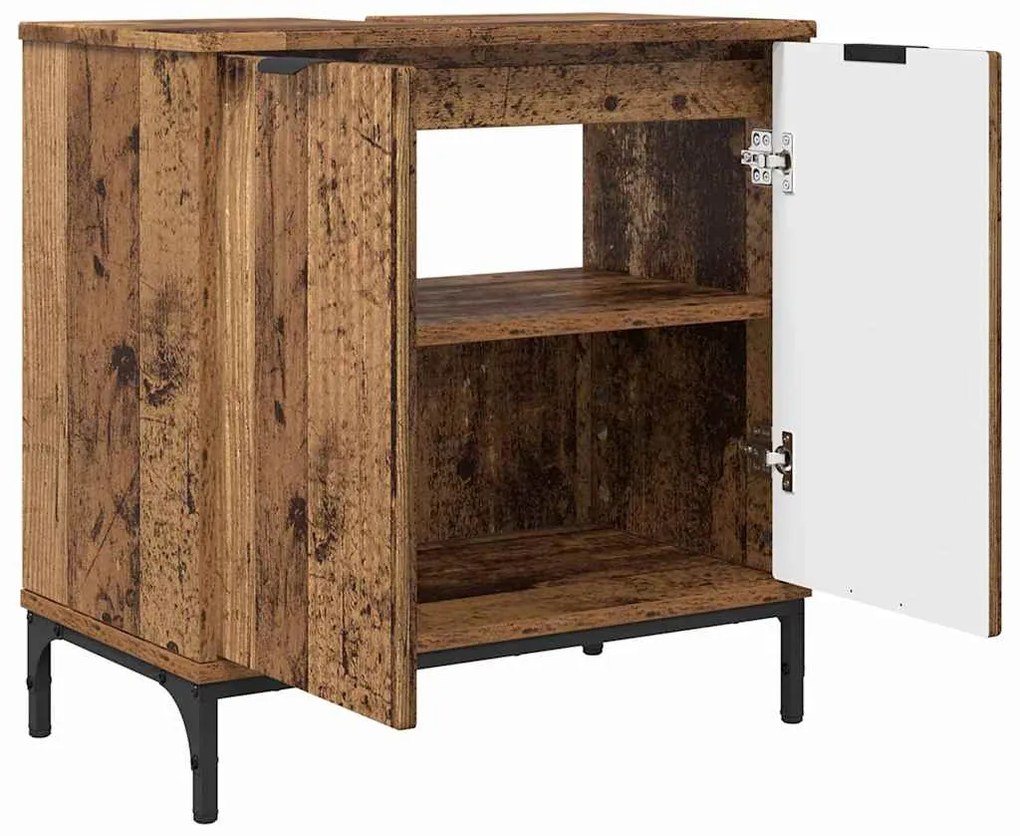 vidaXL Ντουλάπα Νιπτήρα Mπάνιου Παλιό Ξύλο 60,5 x 33,5 x 61 εκ