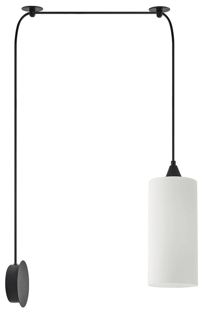 SE21-BL-4-BL1W-GL3 ADEPT TUBE Black Matt Wall Lamp White Glass+