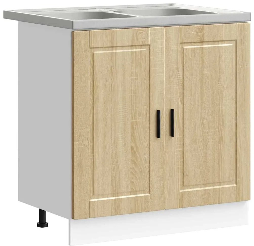 vidaXL Βάση νιπτήρα 2 pcs Καφέ 80 x 46 x 84.5 εκ. Επεξεργασμένο ξύλο