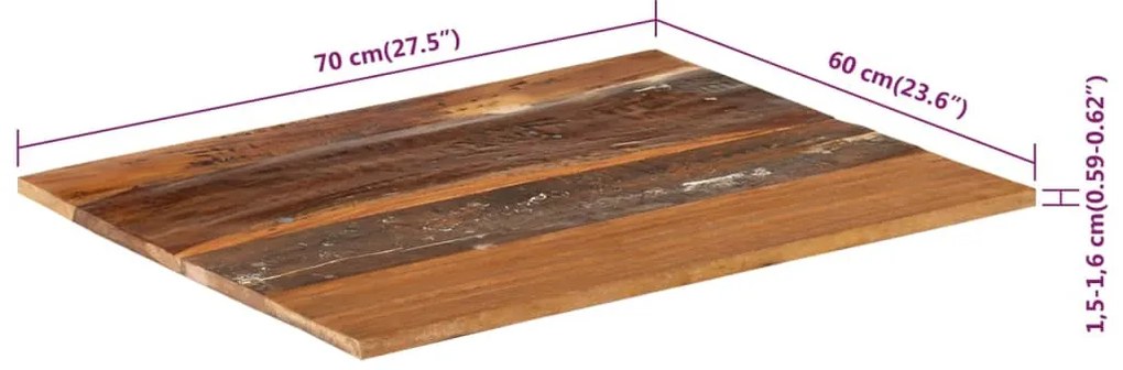 vidaXL Επιφάνεια Τραπεζιού Ορθογώνια 60x70 εκ 15-16 χιλ Ανακυκλ. Ξύλο