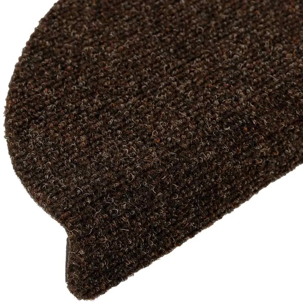 vidaXL Πατάκια Σκαλιών Αυτοκόλλητα 15 τεμ. Καφέ Ημίκυκλα 56x17x3 εκ.