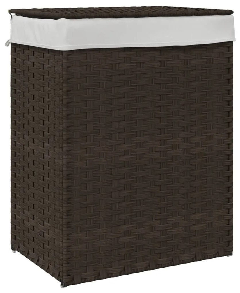 vidaXL Καλάθι Πλυντηρίου με Καπάκι Σκ. Καφέ 46x33x60 εκ. Συνθ. Ρατάν