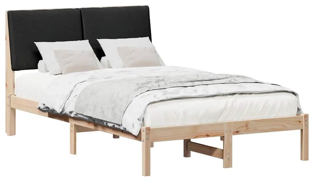 vidaXL Σκελετός Κρεβατιού με κεφαλάρι Καφέ και μαύρο 135 x 190 cm