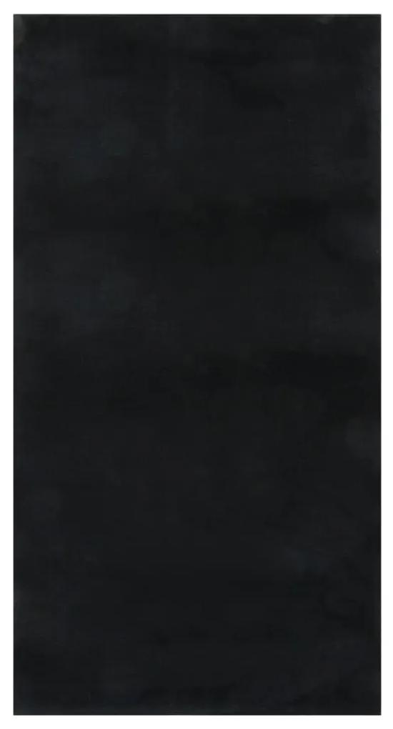 vidaXL Χαλί Πλενόμενο Μαλακό Shaggy Μαύρο 80 x 150 εκ. Αντιολισθητικό