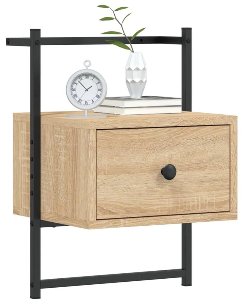 vidaXL Κομοδίνα Επιτοίχια 2 τεμ. Sonoma Δρυς 35x30x51 εκ Επεξεργ. Ξύλο