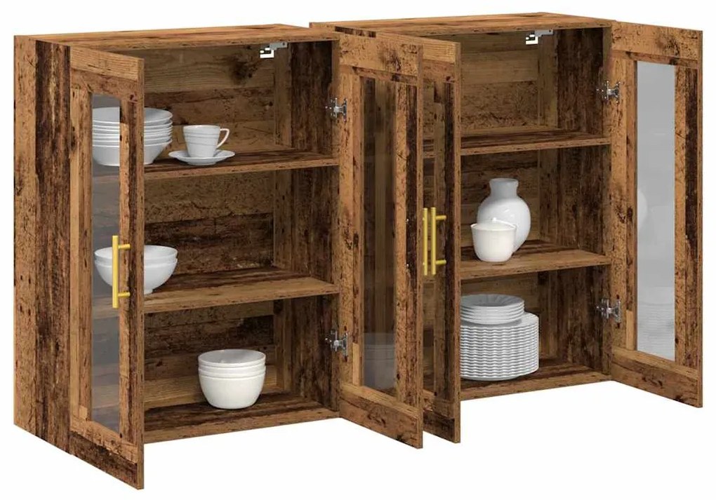 vidaXL Ντουλάπια Τοίχου 2 pcs Παλιό Ξύλο 69,5 x 34 x 90 εκ.