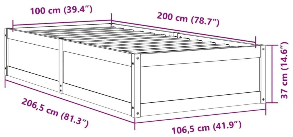 Σκελετός Κρεβ. Χωρίς Στρώμα Καφέ Κεριού 100x200 εκ Μασίφ Πεύκο - Καφέ