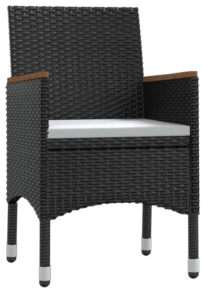 vidaXL Σετ Τραπεζαρίας Κήπου 3 Τεμαχίων Μαύρο με Μαξιλάρια