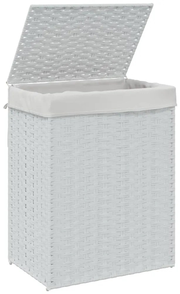vidaXL Καλάθι Πλυντηρίου με Καπάκι Λευκό 46x33x60 εκ. Συνθετικό Ρατάν