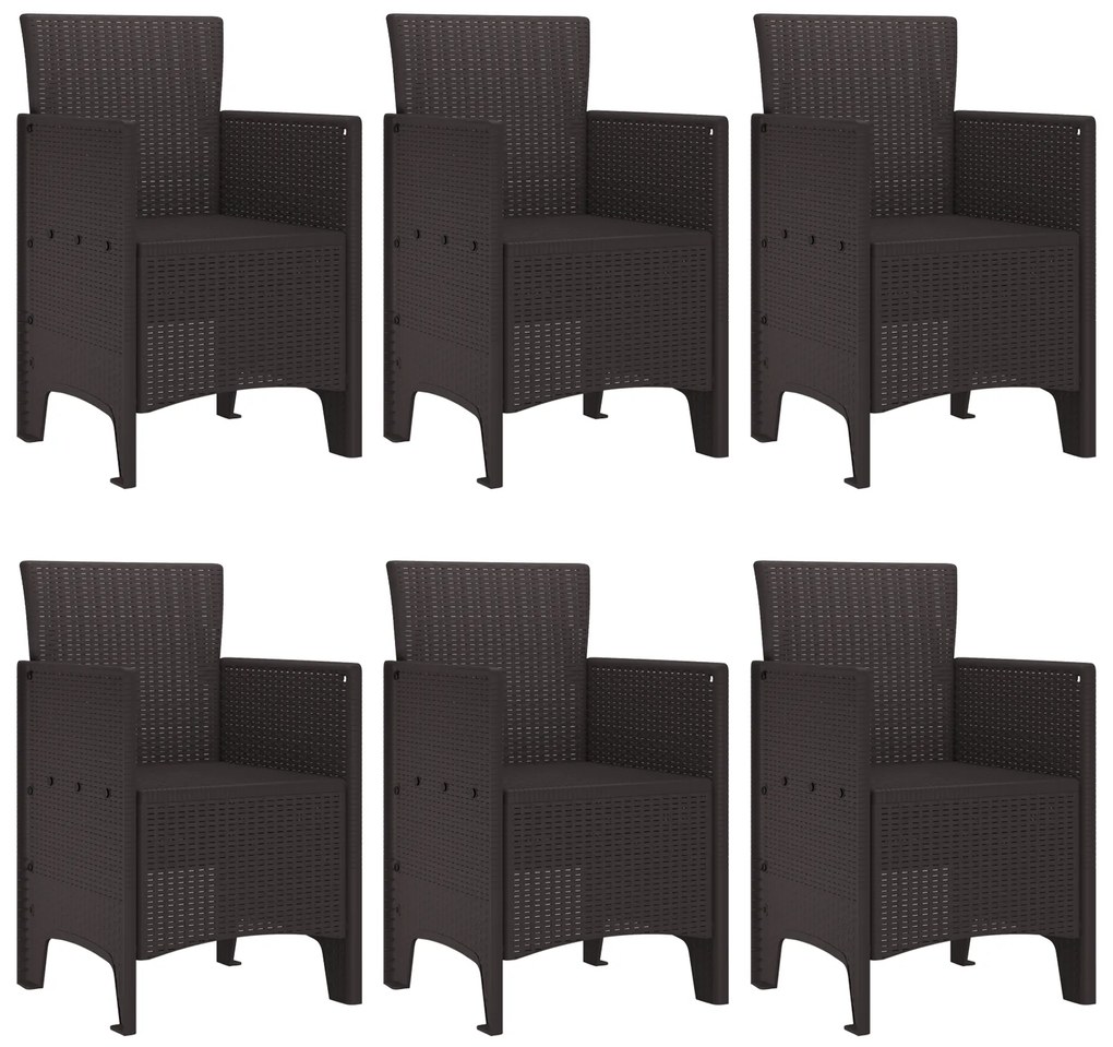 vidaXL Σετ φαγητού εξωτερικού χώρου 7 pcs Καφέ Πλαστική ψάθα