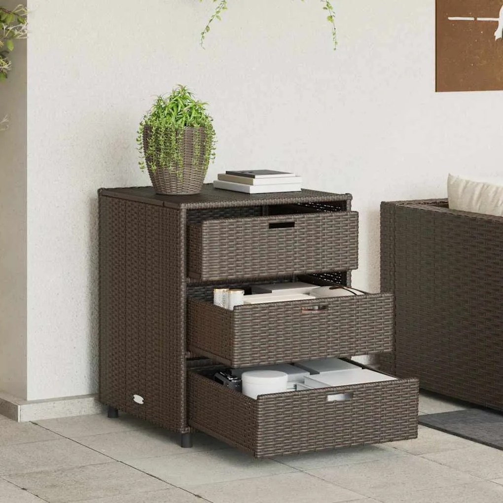 vidaXL Ντουλάπι Αποθήκευσης Κήπου Καφέ 55x59x69 εκ. Συνθετικό Ρατάν