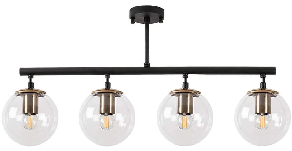 Φωτιστικό Οροφής - Πλαφονιέρα Fazli 942FLG1195 70x15x35cm 4xE14 40W Black Opviq