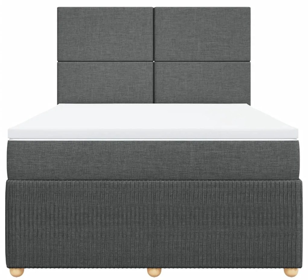 Κρεβάτι Boxspring με Στρώμα Σκούρο Γκρι 160x200 εκ Υφασμάτινο - Γκρι