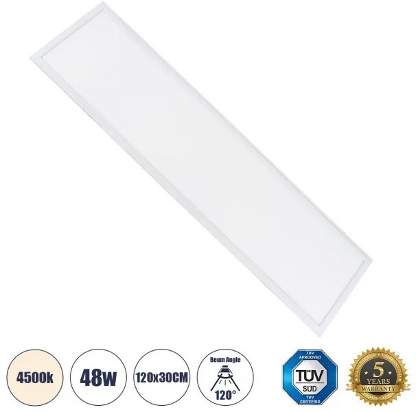 Χωνευτό Panel Milky Super Slim 48W 4500K IP20 Λευκό 60213 Globostar -60213-Λευκό 60213