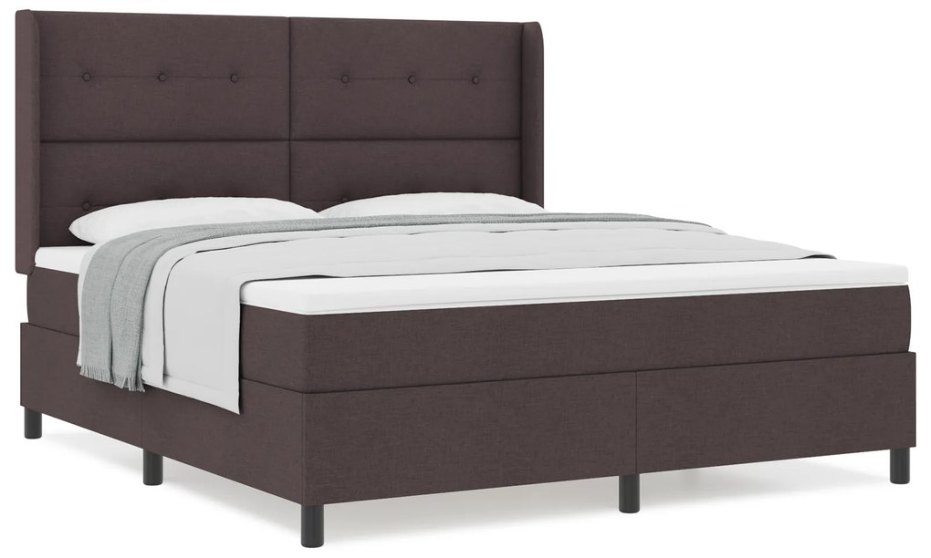 vidaXL βίδαXL Κρεβάτι Box Spring με Στρώμα Σκούρο καφέ 180x200 εκ. Υφασμάτινο