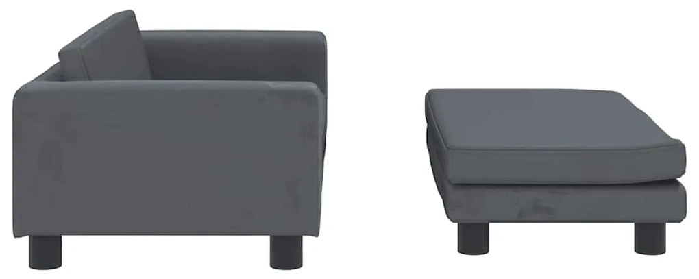 vidaXL Καναπές Παιδικός με Υποπόδιο Σκ. Γκρι 100x50x30 εκ. Βελούδινος