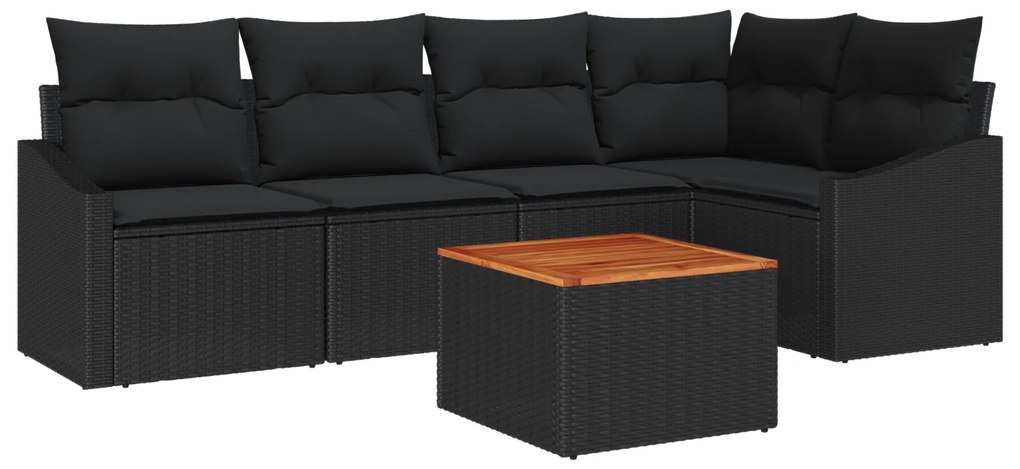 vidaXL Σετ Καναπέ Κήπου 6 pcs Μαύρο 55 x 55 x 37 εκ