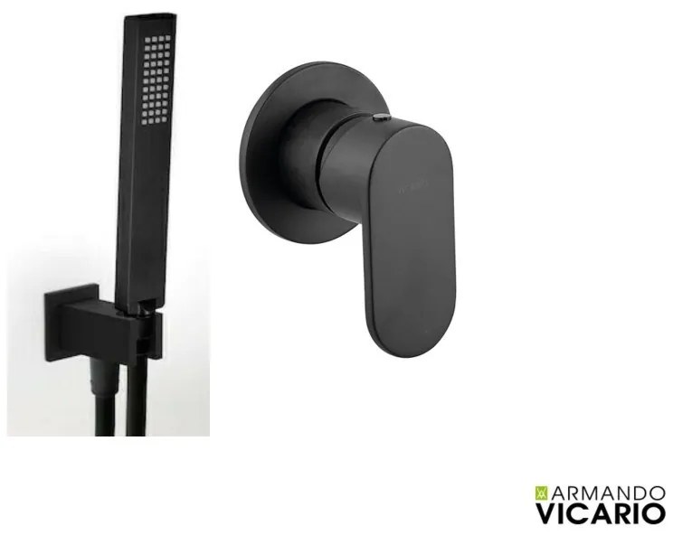 Armando Vicario SLIM Black Matt Παροχή νερού Τετράγωνη +Μίκτης εντοιχισμού 1 εξόδου 500050-400