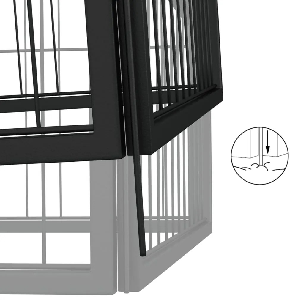 vidaXL Κλουβί Σκύλου 42 Πάνελ Μαύρο 50x100 εκ. Ατσάλι με Βαφή Πούδρας