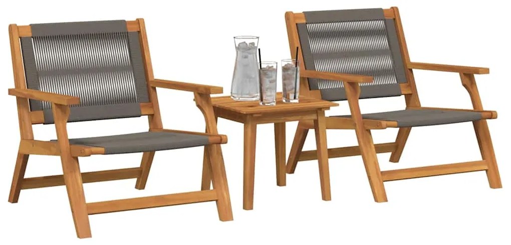 vidaXL Κήπου Καρέκλες με Τραπέζι 3 pcs Γκρι 45 x 45 x 40 cm