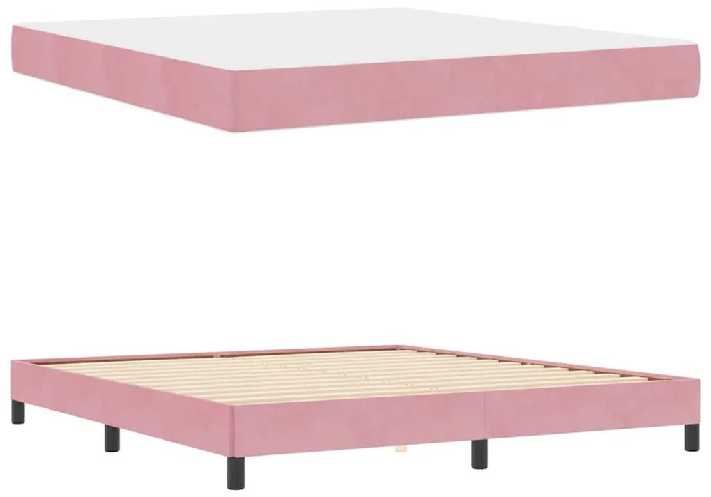 vidaXL Κρεβάτι box spring με στρώμα Ροζ 180 x 220 εκ. Βελούδο