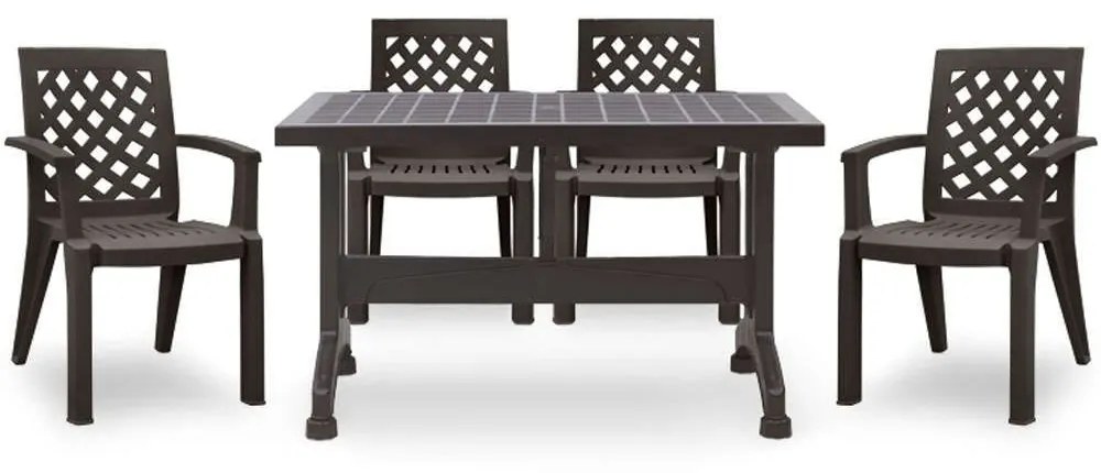 Τραπεζαρία Callan (Σετ 5Τμχ) 0226724 140x70cm Brown Four Seater