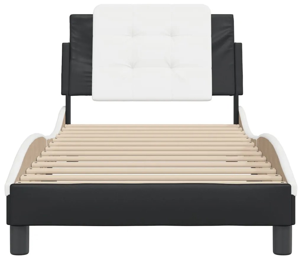 vidaXL Σκελετός Κρεβατιού Χωρίς Στρώμα Zadar Μαύρο/Λευκό 100x200εκ.Συνθ. Δέρμα