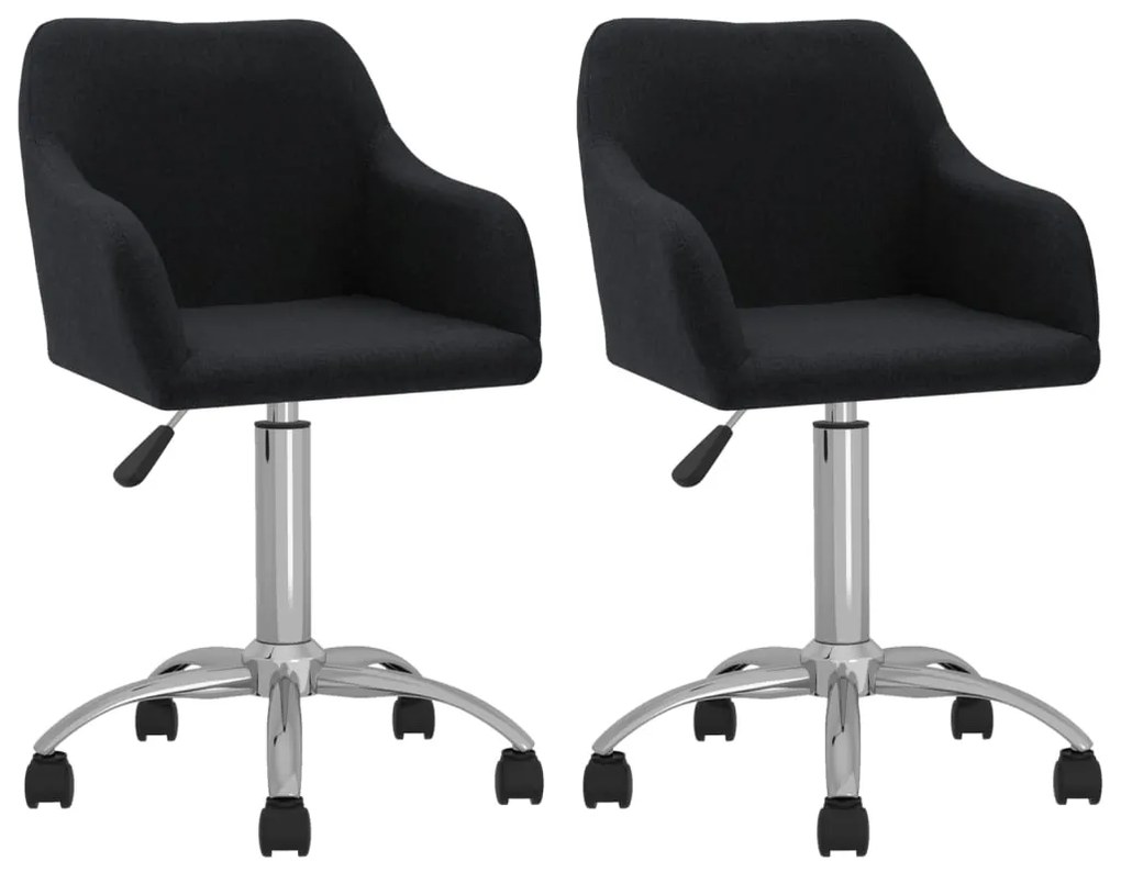 vidaXL Καρέκλες Τραπεζαρίας Περιστρεφόμενες 2 τεμ. Μαύρες Υφασμάτινες