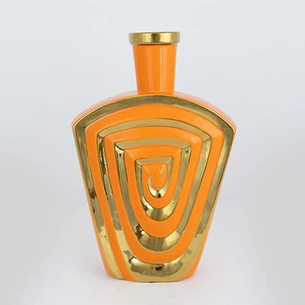 Βάζο Κεραμικό 752-20344 23,7x9,5x37,5cm Orange-Gold Estheti Home Κεραμικό